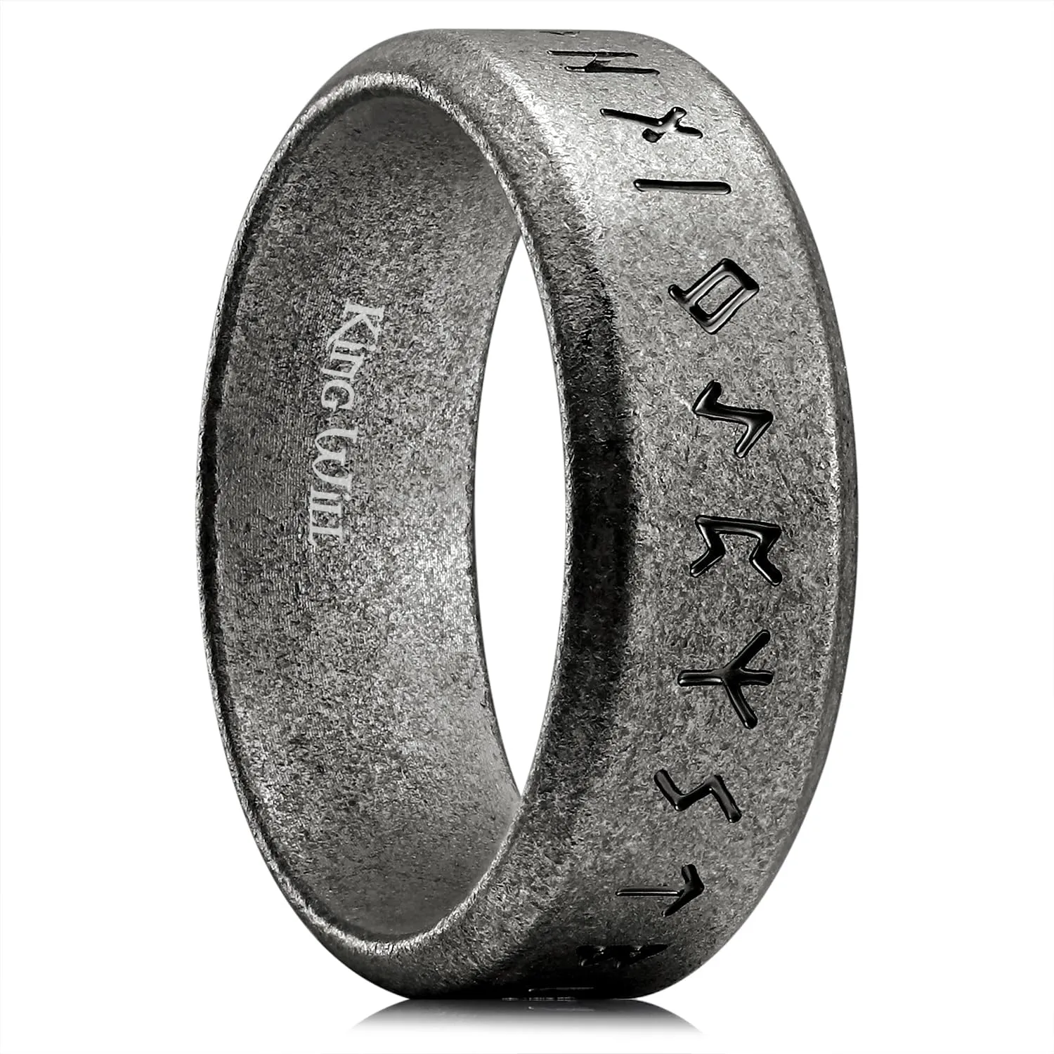 King Will Stainless Steel Wedding Band for Men - 8mm Black Silver Plated High Polished Inlay Celtic knot Ring for Everyday Wear Comfort Fit