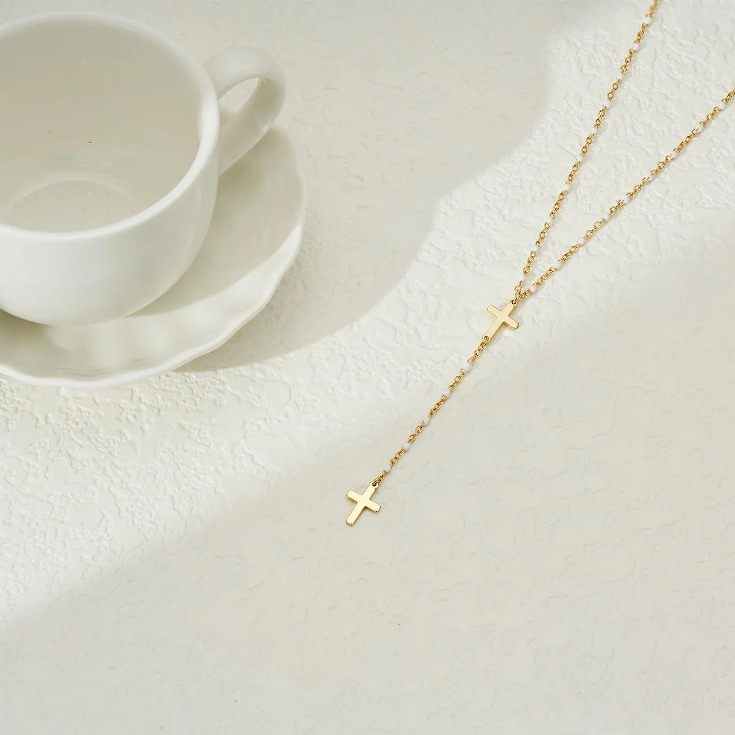 Lariat Gold Necklaces for Women - Dainty Gold Necklace Trendy 14K Gold Plated Hypoallergenic Layered Long Y-Shape Sunburst CZ T-Bar Pendant Drop Chain Necklace Set for Women Non Tarinsh Jewelry Gift