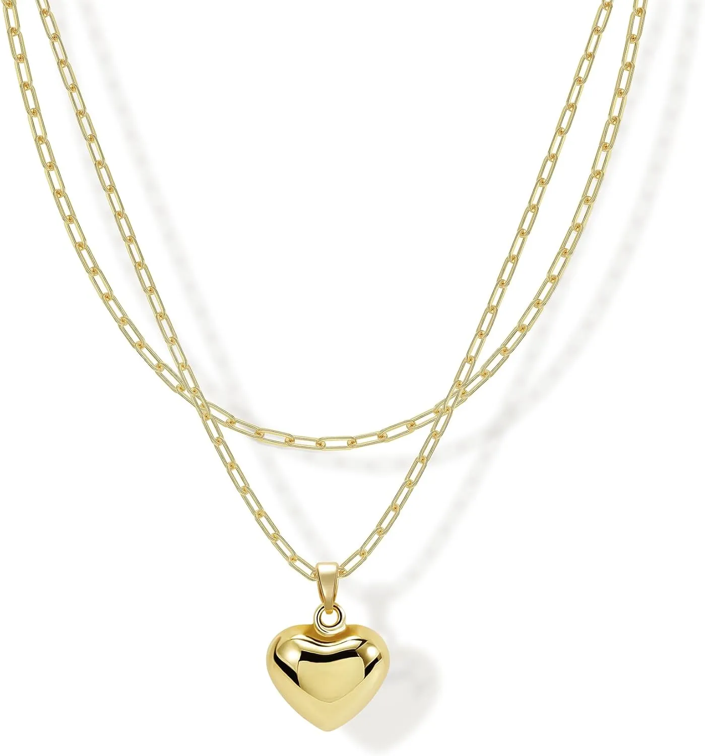 Layered Necklaces for Women 14K Gold Plated Trendy Snake Personalized Heart Pendant Chain Choker Jewelry