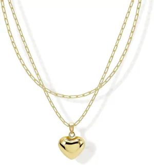 Layered Necklaces for Women 14K Gold Plated Trendy Snake Personalized Heart Pendant Chain Choker Jewelry