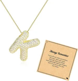 Letter Necklace Gold Balloon Initial Necklaces Dainty Gold Plated Chain Pendant Puffy Letter Charm Necklace Gifts Trendy Stuff