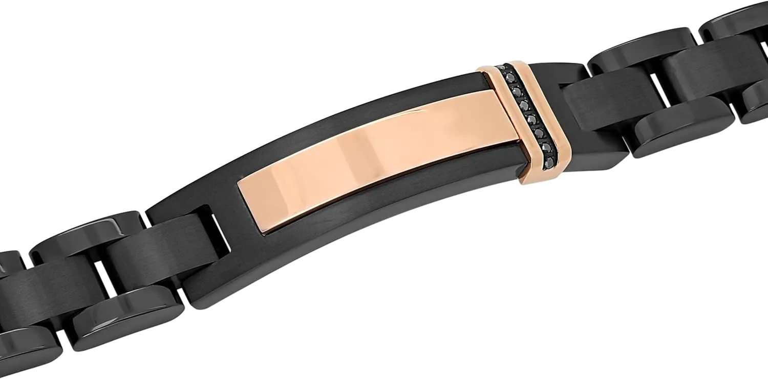 Men's Premium Stainless Steel -Accented ID Bracelets Collection - Hypoallergenic, Fold Over Clasp, Various Lengths