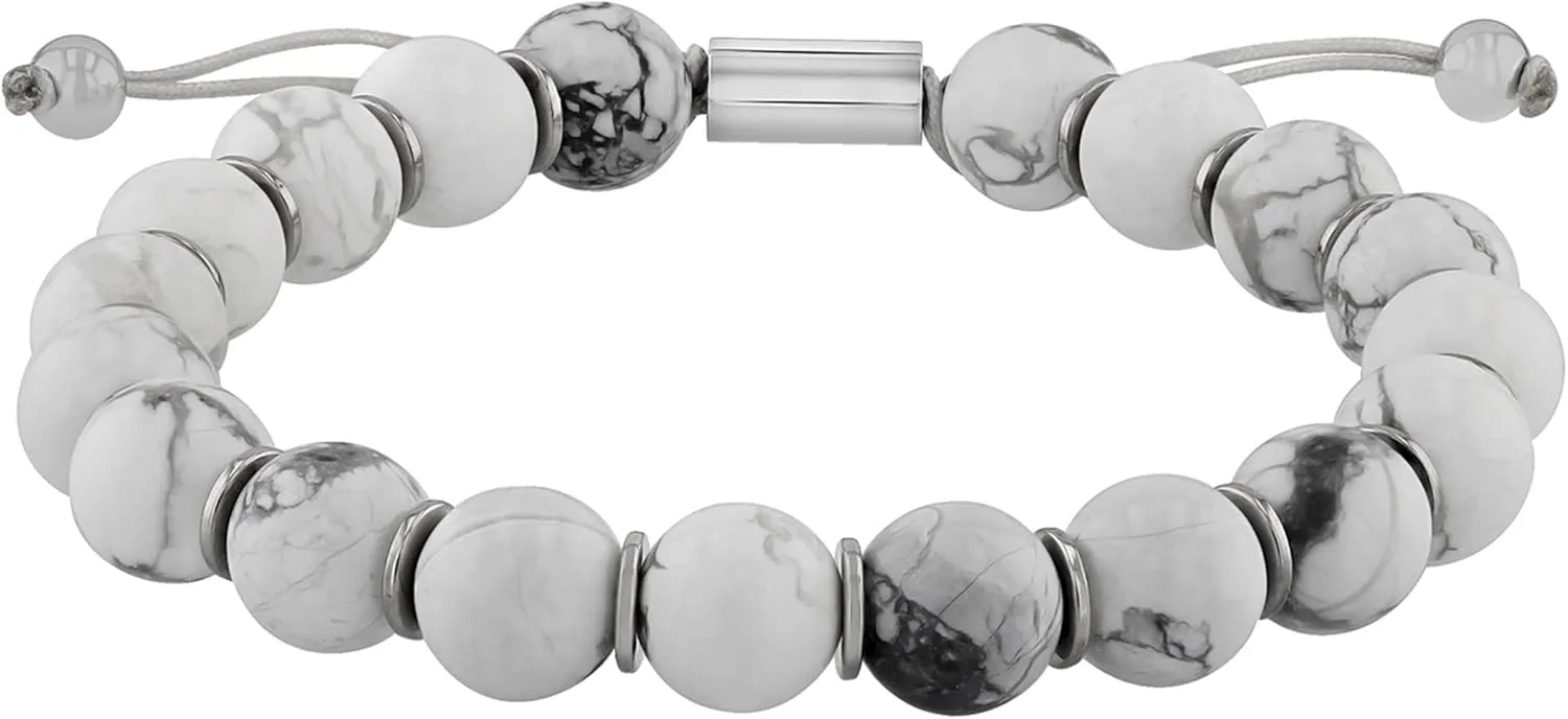 Mens Stainless Steel Bolo Bead Bracelets - Adjustable Hypoallergenic - Choice of Color Styles and Sizes