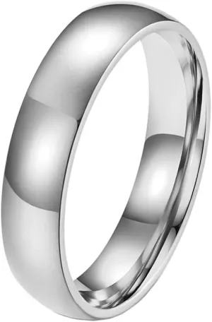 Men's Women's Stainless Steel Plain Dome Couple Rings Engagement Wedding Band Polished Comfort Fit