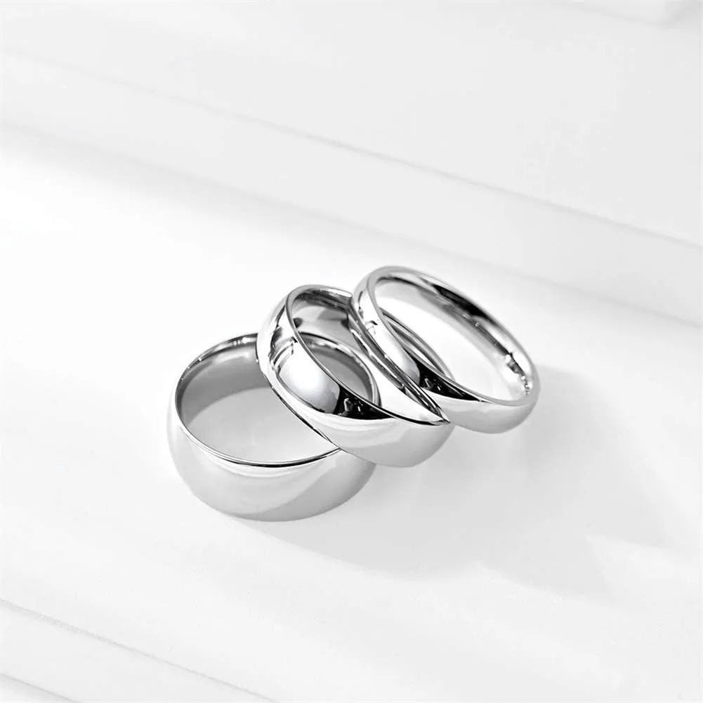 Men's Women's Stainless Steel Plain Dome Couple Rings Engagement Wedding Band Polished Comfort Fit