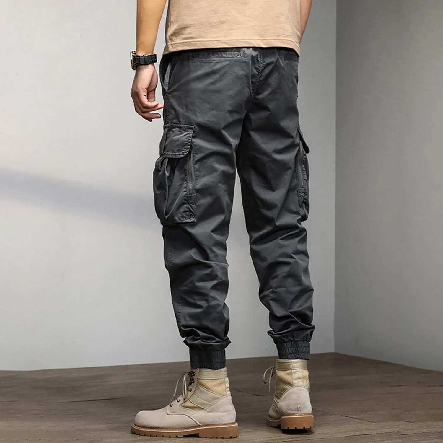 Mens Workout Cargo Sweatpants Pockets Open Bottom Yoga Pants for Men Lounge Pants for Athletic Workout Casual Men's
