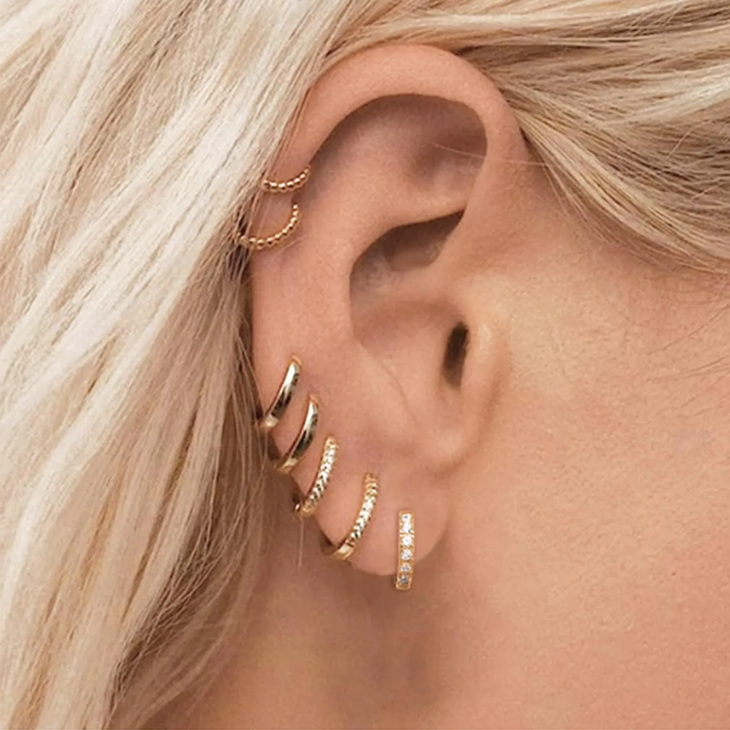 micuco 3 Pairs Small Hoop Earrings for Women, Tiny Helix Hoop Earring for Men, Cartilage Hoop Earring Set, Hypoallergenic Earrings