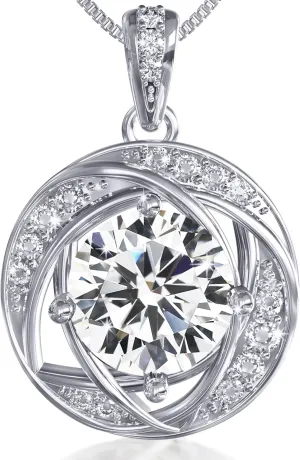 Moissanite Necklace for Women, 1-2 Carat 925 Sterling Silver Jewelry, Pendant, Gift for Wife, Girlfriend, Anniversary, Wedding, Birthday, Gifts for Women