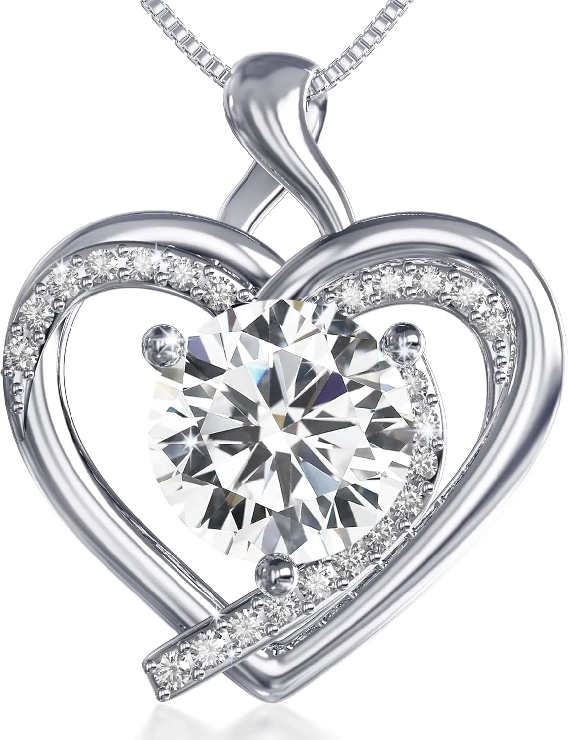 Moissanite Necklace for Women, 1-2 Carat 925 Sterling Silver Jewelry, Pendant, Gift for Wife, Girlfriend, Anniversary, Wedding, Birthday, Gifts for Women