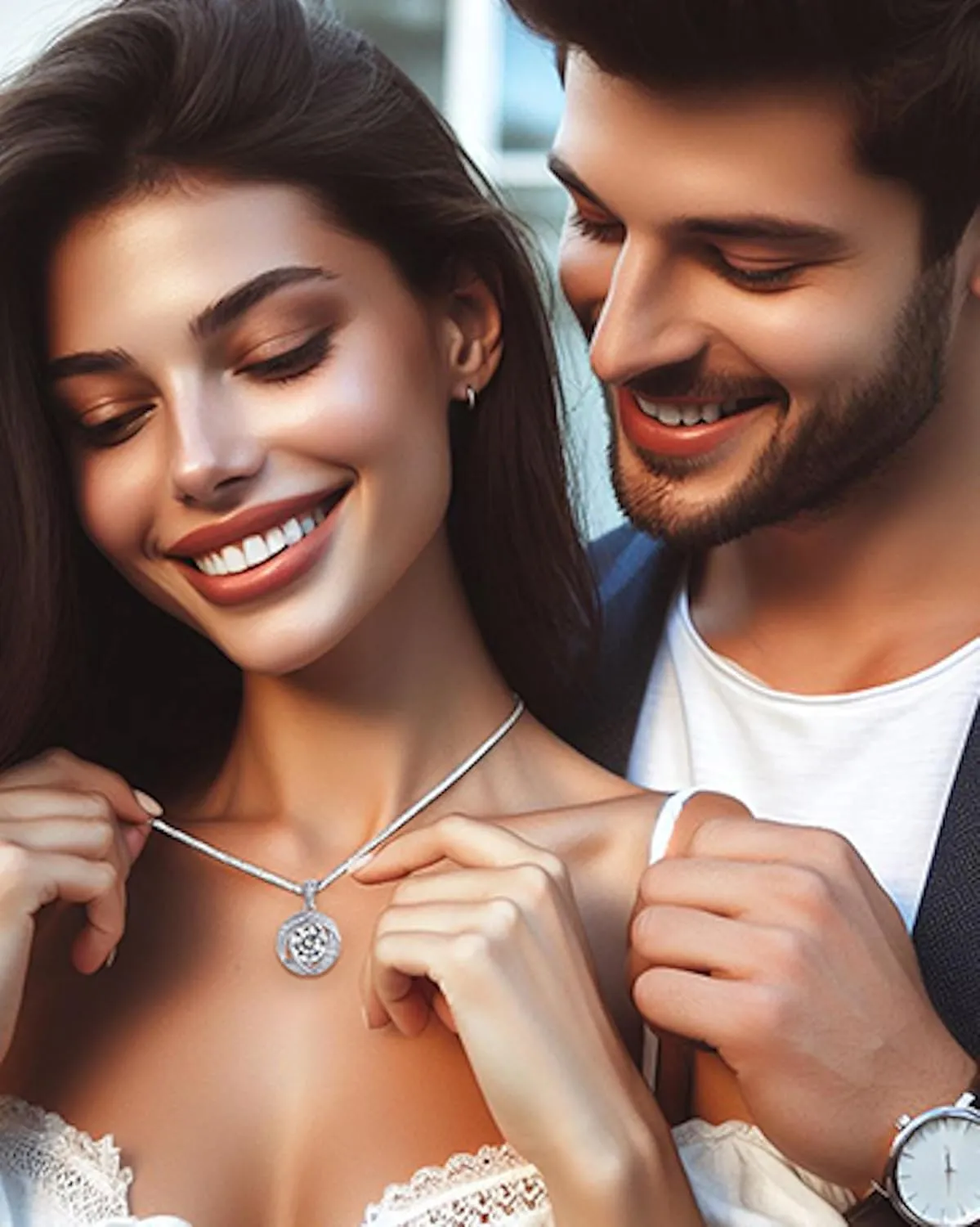 Moissanite Necklace for Women, 1-2 Carat 925 Sterling Silver Jewelry, Pendant, Gift for Wife, Girlfriend, Anniversary, Wedding, Birthday, Gifts for Women