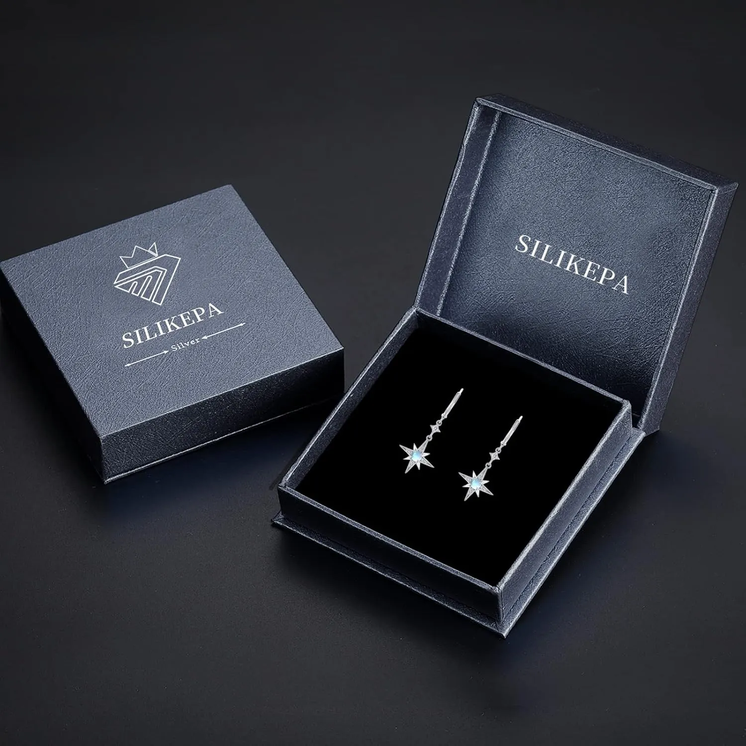 Moonstone Earrings for Women Girls 925 Sterling Silver Star Celtic Knot Snake Square Violin Moonstone Drop Dangle Earrings Leverback Earrings Hypoallergenic Dainty Jewelry Gift