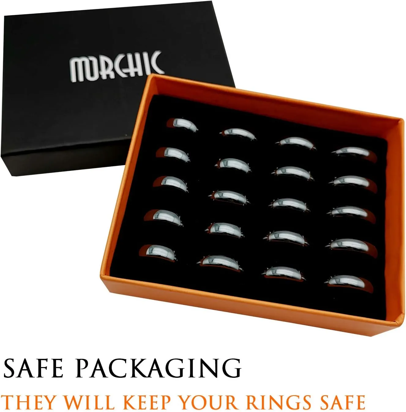 Morchic Hematite Stone Rings for Women Men Unisex, Balance Root Chakra (Pack of Mixed Size)