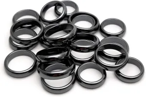 Morchic Hematite Stone Rings for Women Men Unisex, Balance Root Chakra (Pack of Mixed Size)