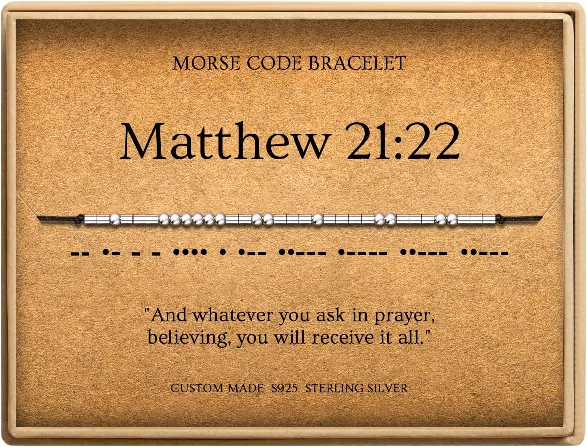 Morse Code Bracelets for Women, Christian Bible Verse Bracelets, Scripture S925 Sterling Silver Inspirational Faith Jewelry, Religious Gifts for Women
