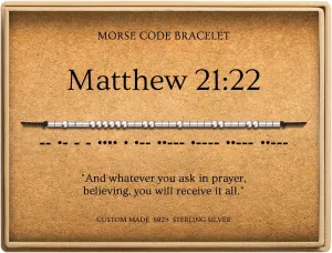Morse Code Bracelets for Women, Christian Bible Verse Bracelets, Scripture S925 Sterling Silver Inspirational Faith Jewelry, Religious Gifts for Women