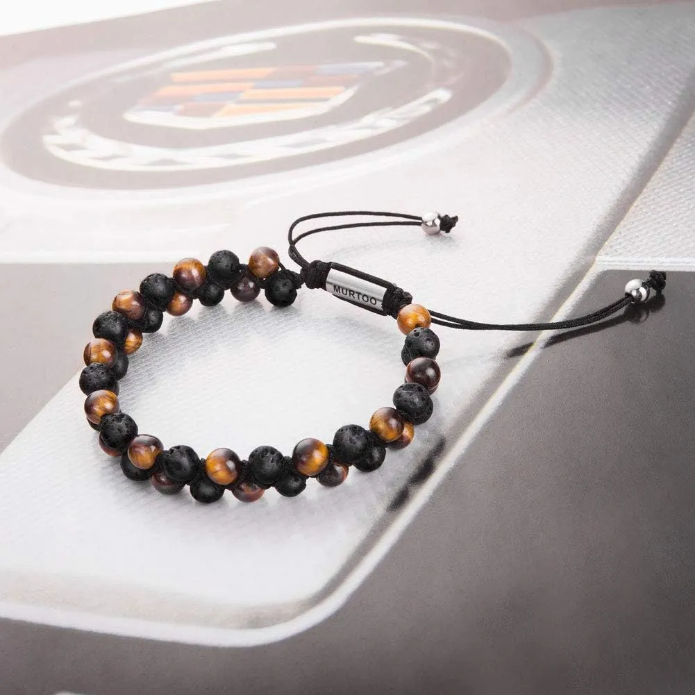 murtoo Bead Chakra Bracelets for Men and Women, Double-layered Healing Yoga Crystals Beaded Bracelet, Natural Stone Mens Bracelet for Meditation, Relax Anxiety