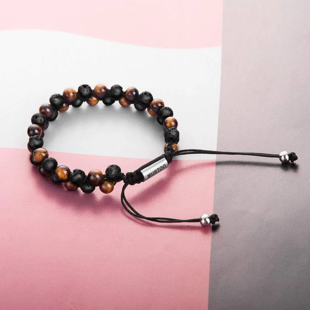 murtoo Bead Chakra Bracelets for Men and Women, Double-layered Healing Yoga Crystals Beaded Bracelet, Natural Stone Mens Bracelet for Meditation, Relax Anxiety