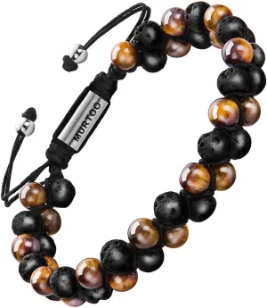 murtoo Bead Chakra Bracelets for Men and Women, Double-layered Healing Yoga Crystals Beaded Bracelet, Natural Stone Mens Bracelet for Meditation, Relax Anxiety