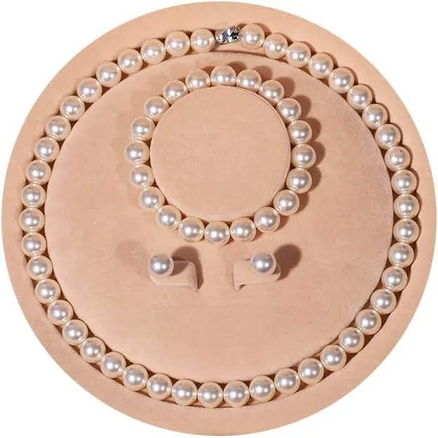 Natural Freshwater Pearl Necklace Set for Women | including Pearl Bracelet and Pearls Earrings | White Pearls Jewelry Set for Mother