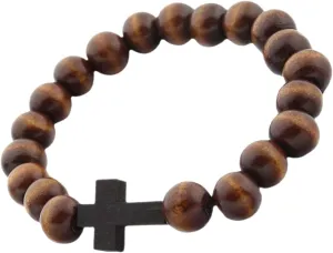 New 2024 Christian Prayer Beads Bracelet Cross Charm Black Mens Bracelet Wrist Chain Fashion Accessories Creative Gift, As Pic, TH05-24-DK5839