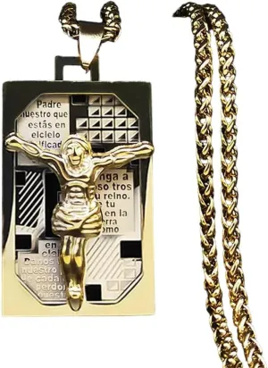 New 2024 Hip Hop Stainless Steel Double Layer Pendant Bible Jesus Women/Men Gold Color Prayer Baptism Necklace Jewelry Fashion Accessories Creative Gift, As Pic, TK-24-DK1229