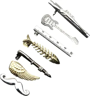 New 2024 Men's Metal Tie Clip Luxury Airplane Beard Dinosaur Pen Guitar Shape New For Design Fashion Wedding Party Bar Tie Accessories Fashion Accessories Creative Gift, As Pic