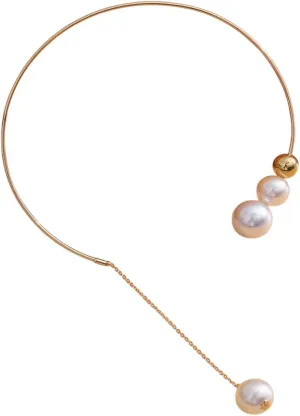 New 2025 Geometric Simple Round Bead Opening Adjustable Metal Collar Cold Wind Imitation Pearl Necklace for Women Jewelry Gift with for You Accessories Trendy Creative Gift