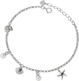 New 2025 Seashell Starfish Charm Bracelet Shell Pearl Friendship Bracelet 18K Gold Plated Sterling Silver Jewelry Trendy Best For Friend Decoration Jewelry Commemorative Trendy Best For Gift
