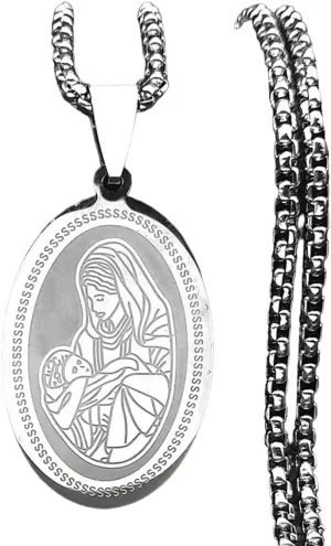 New for Arrival Catholic Virgin Mary Jesus Pendant Necklace for Men Women Stainless Steel Gold Color Religious Amulet Chain Jewelry Gift Fashion Accessories Creative Gift