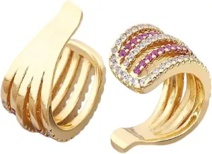 New For Trendy 2025 Gift Fashion Charm Copper Cz Multi-Layer Ear Cuff Clip Earrings Female Trendy Crystal Stackable Earcuffs No Pierced Jewelry Fashion Accessories Creative Gift
