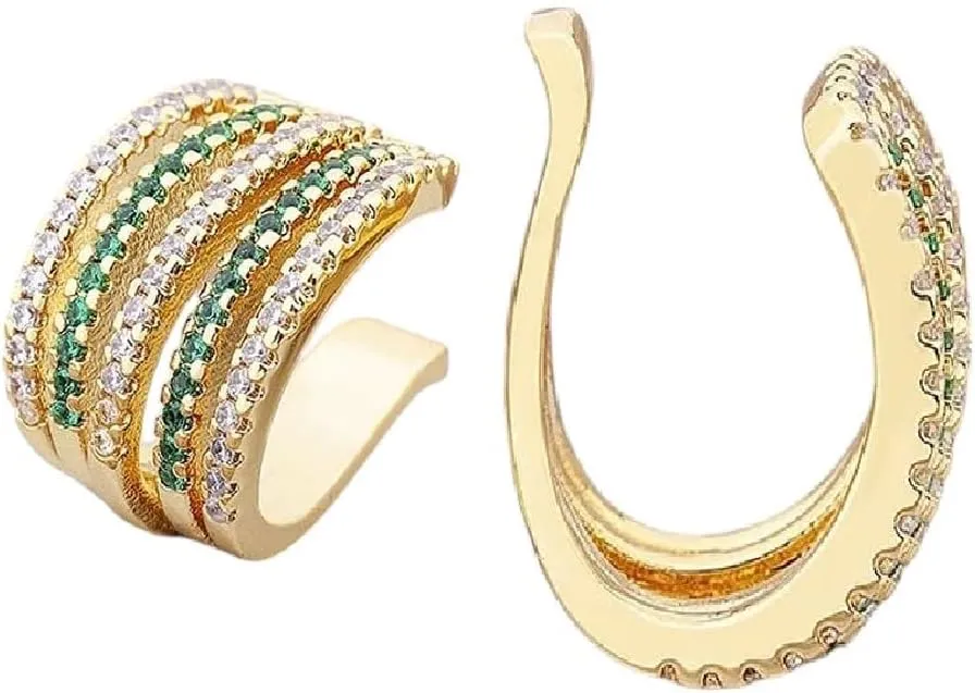 New For Trendy 2025 Gift Fashion Charm Copper Cz Multi-Layer Ear Cuff Clip On Earrings Female Trendy Crystal Stackable Earcuffs No Pierced Jewelry Fashion Accessories Creative Gift