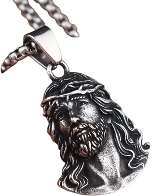New Stainless Steel Jesus Pendant Chain For Women Fashion Catholic Crown Of Thons Necklace Amulet Jewelry Accessories, As Pic