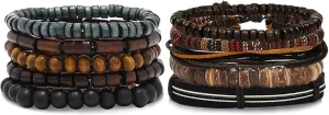 NEWITIN 10 Pieces African Beaded Bracelets Adjustable Jamaica Bracelet Jewelry Multi Layer Ethnic Tribal Braided Bracelet Leather Bracelets for Men Women