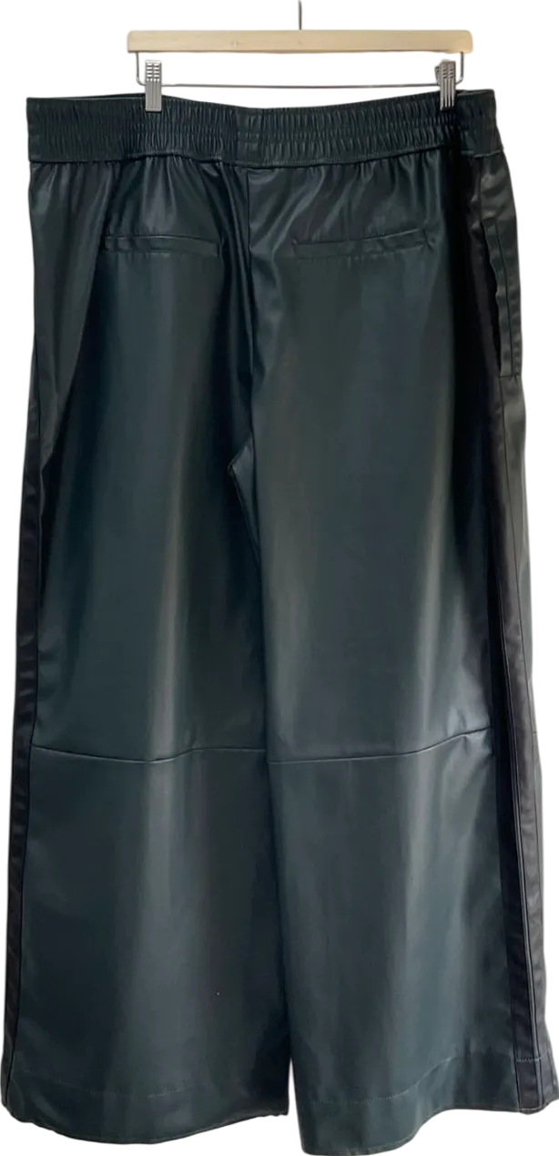 Next Black Faux Leather Track Wide Leg Trousers UK 22