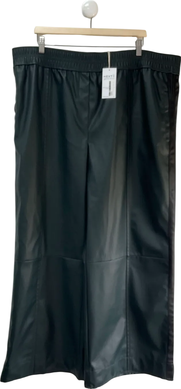 Next Black Faux Leather Track Wide Leg Trousers UK 22