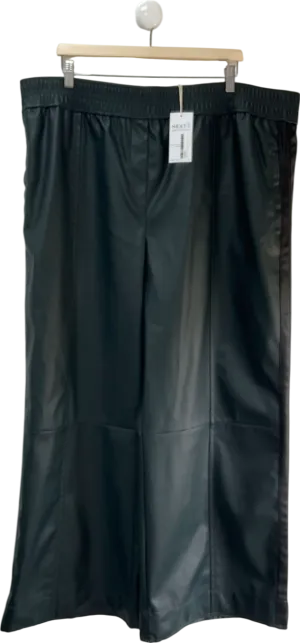 Next Black Faux Leather Track Wide Leg Trousers UK 22