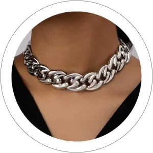 Otxas Chunky Gold & Silver Necklaces for Women - Punk Choker, Cuban Chain, Vintage & Trendy Hip-hop Jewelry
