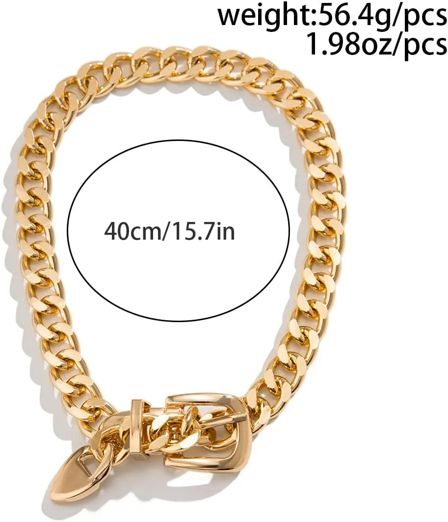 Otxas Chunky Gold & Silver Necklaces for Women - Punk Choker, Cuban Chain, Vintage & Trendy Hip-hop Jewelry