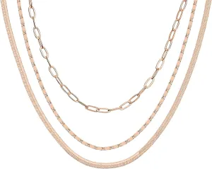 PAVOI 14K Gold Plated Dainty Layering Necklaces for Women | Snake Chain, Curb Link, Paperclip Layered Chains | Trendy Layering Necklace