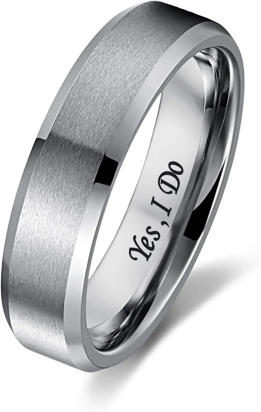 Personalized Tungsten Ring for Men 6mm/8mm Black Tungsten Carbide Engagement Wedding Band Brushed Matte Finish Customized Promise Ring Domed Comfort Fit Size 6-13