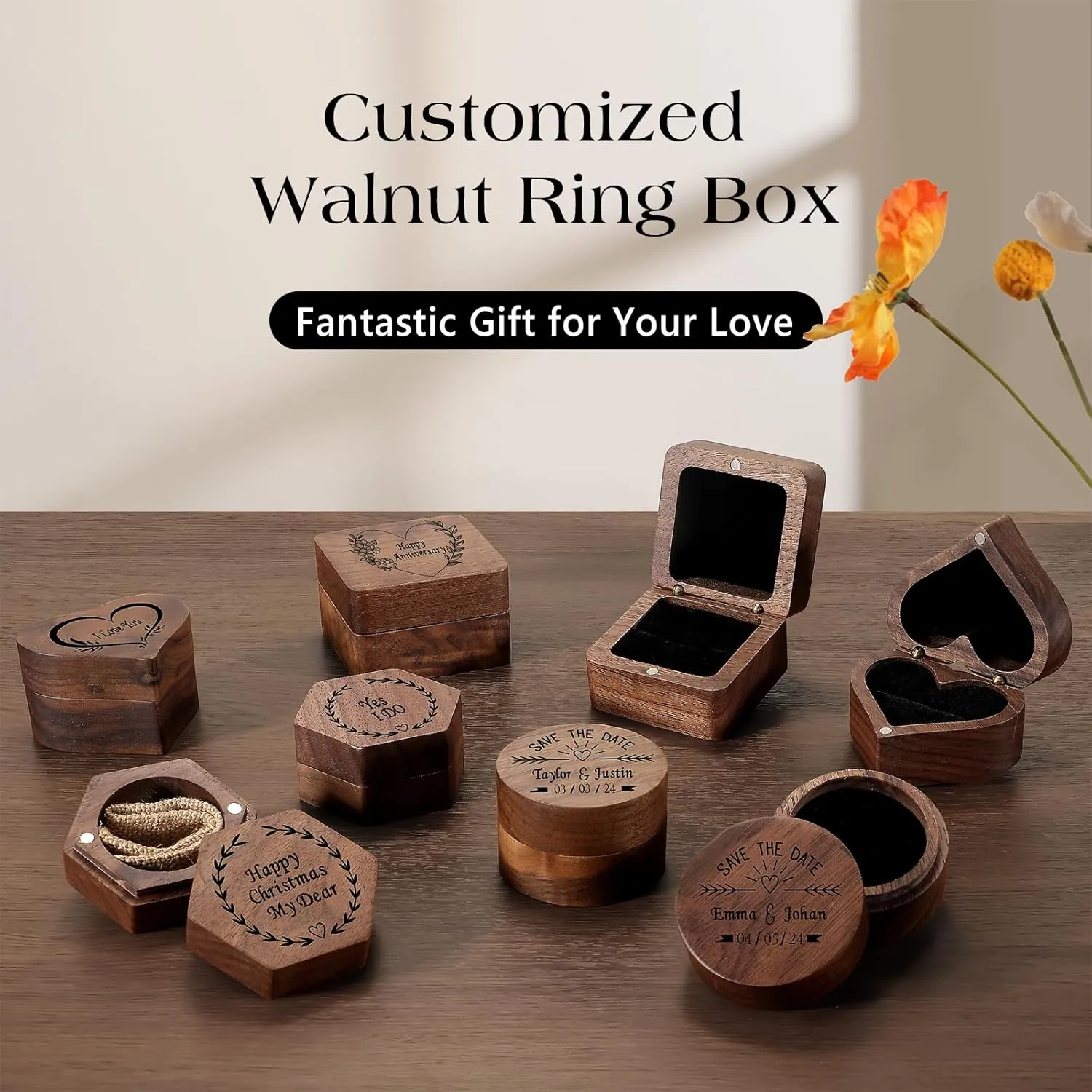 Personalized Tungsten Ring for Men 6mm/8mm Black Tungsten Carbide Engagement Wedding Band Brushed Matte Finish Customized Promise Ring Domed Comfort Fit Size 6-13