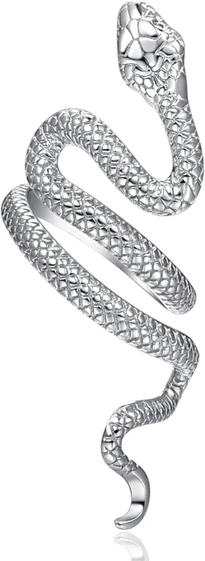 PRAYMOS 925 Sterling Silver Adjustable Open Snake Ring for Women Men - Vintage Punk Personality Jewelry - Christmas Gifts - White Gold - Size 7 8 9