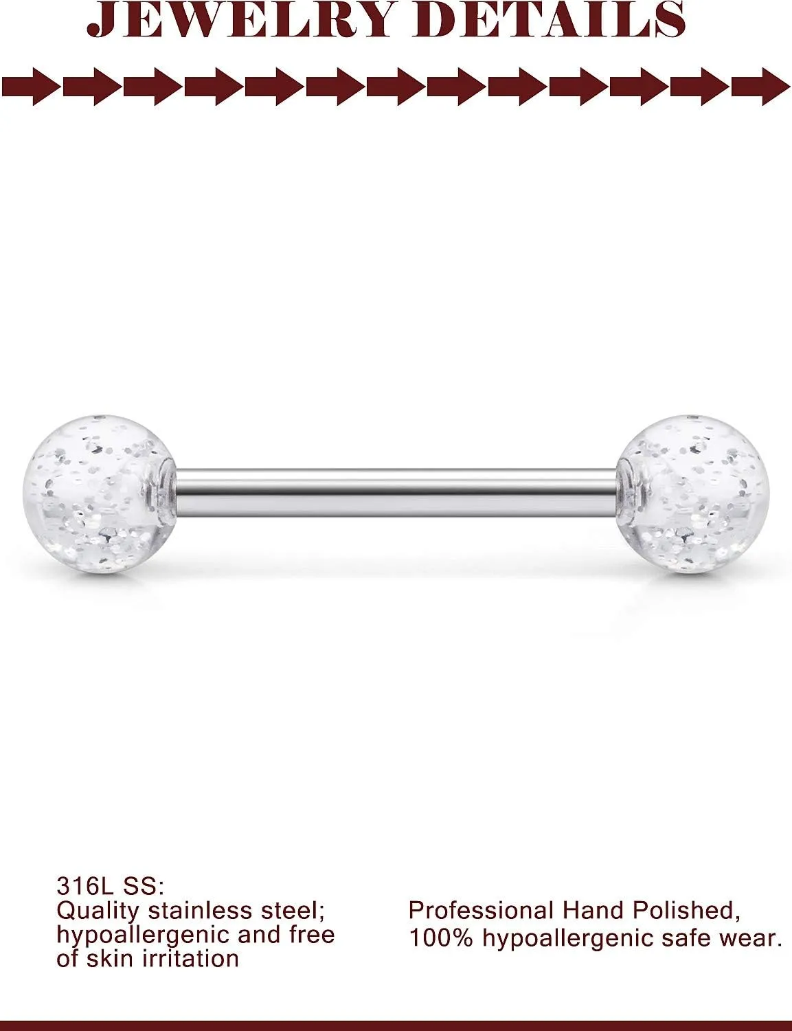 Prjndjw 24-48Pcs Nipple Rings Tongue Rings Surgical Steel Straight 14G Barbells Piercing Jewelry 12MM 14MM 16MM 19MM 22MM for Women Men Glow in The Dark Tongue nipple ring