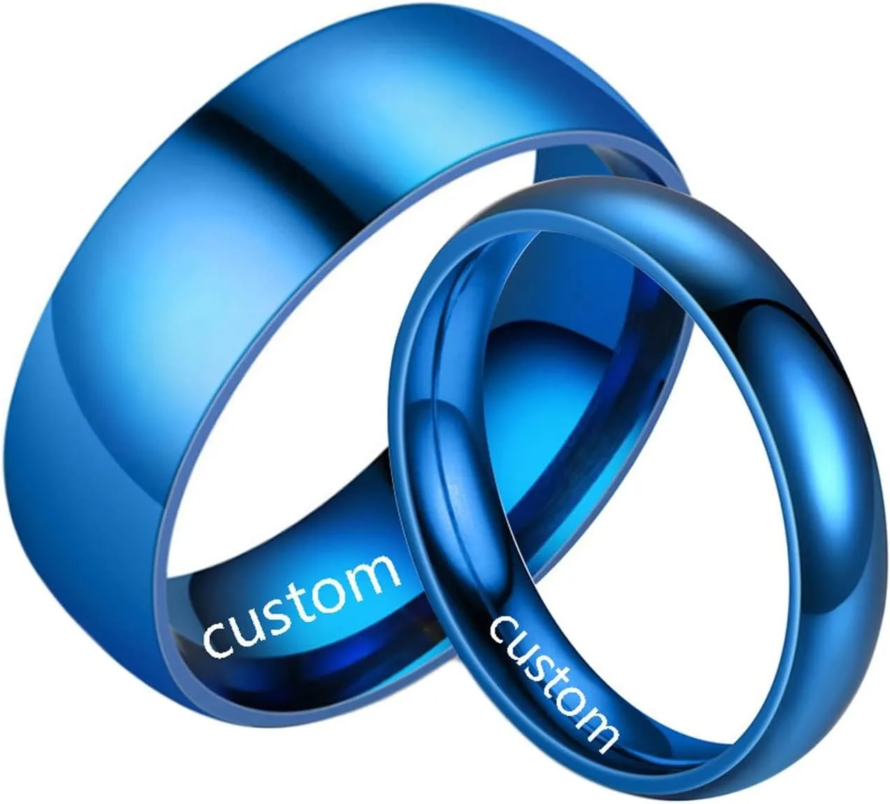 Promise Rings Custom Rings for Women and Men,Promise Ring Stainless Steel 4/8MM Blue Ring with Polished Round