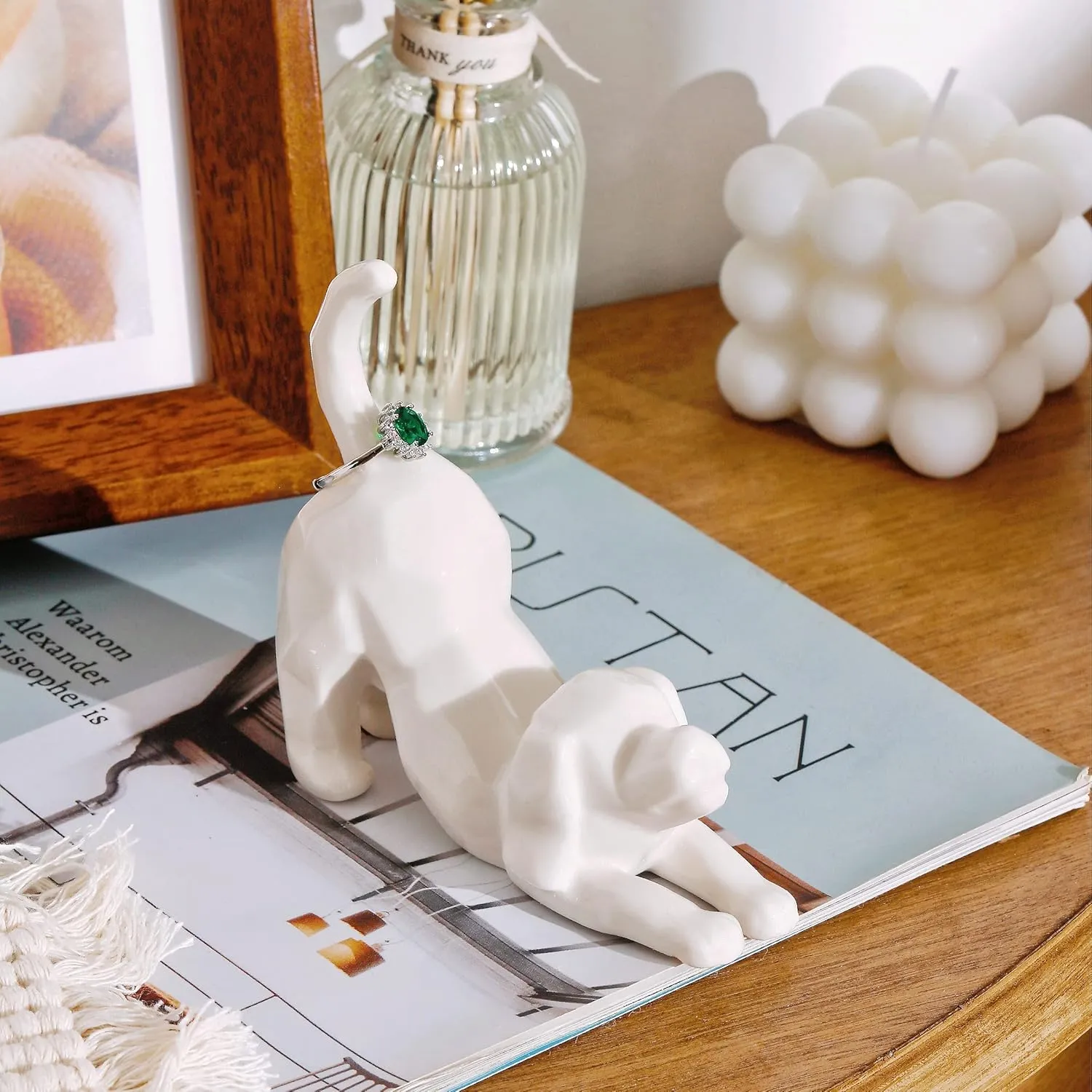 PUDDING CABIN Dog Mom Gift for Women, Dog Ring Holder Wedding Ring Stand, Dog Gift for Women/Men Birthday Christmas Valentines, Dog Figurine for Office Room Decor, Loss of Dog Sympathy Gift