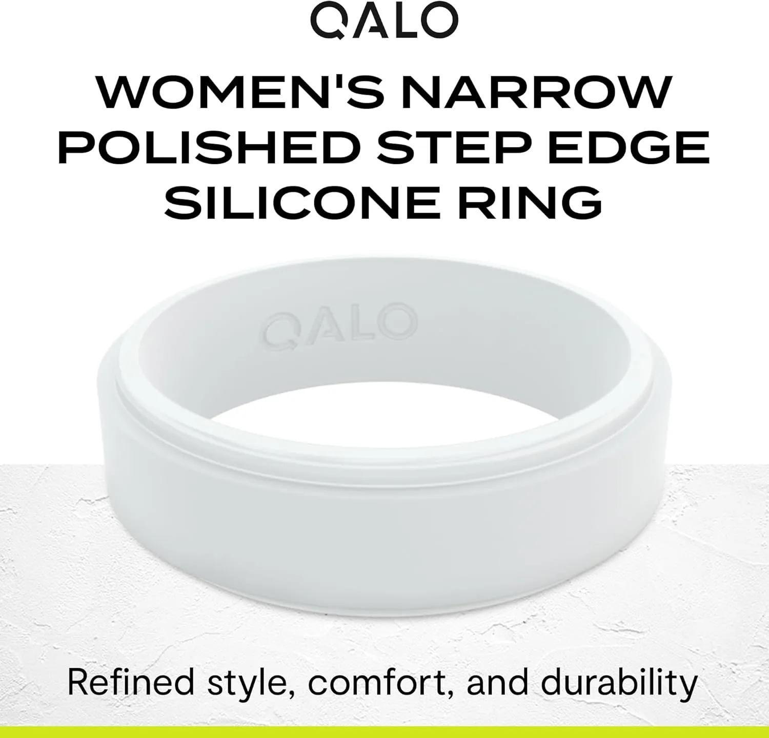 QALO Men & Women's Rubber Silicone Ring, Narrow Polished Step Edge Rubber Wedding Band, Breathable, Durable Unisex Engagement Silicone Ring, Multi Colors