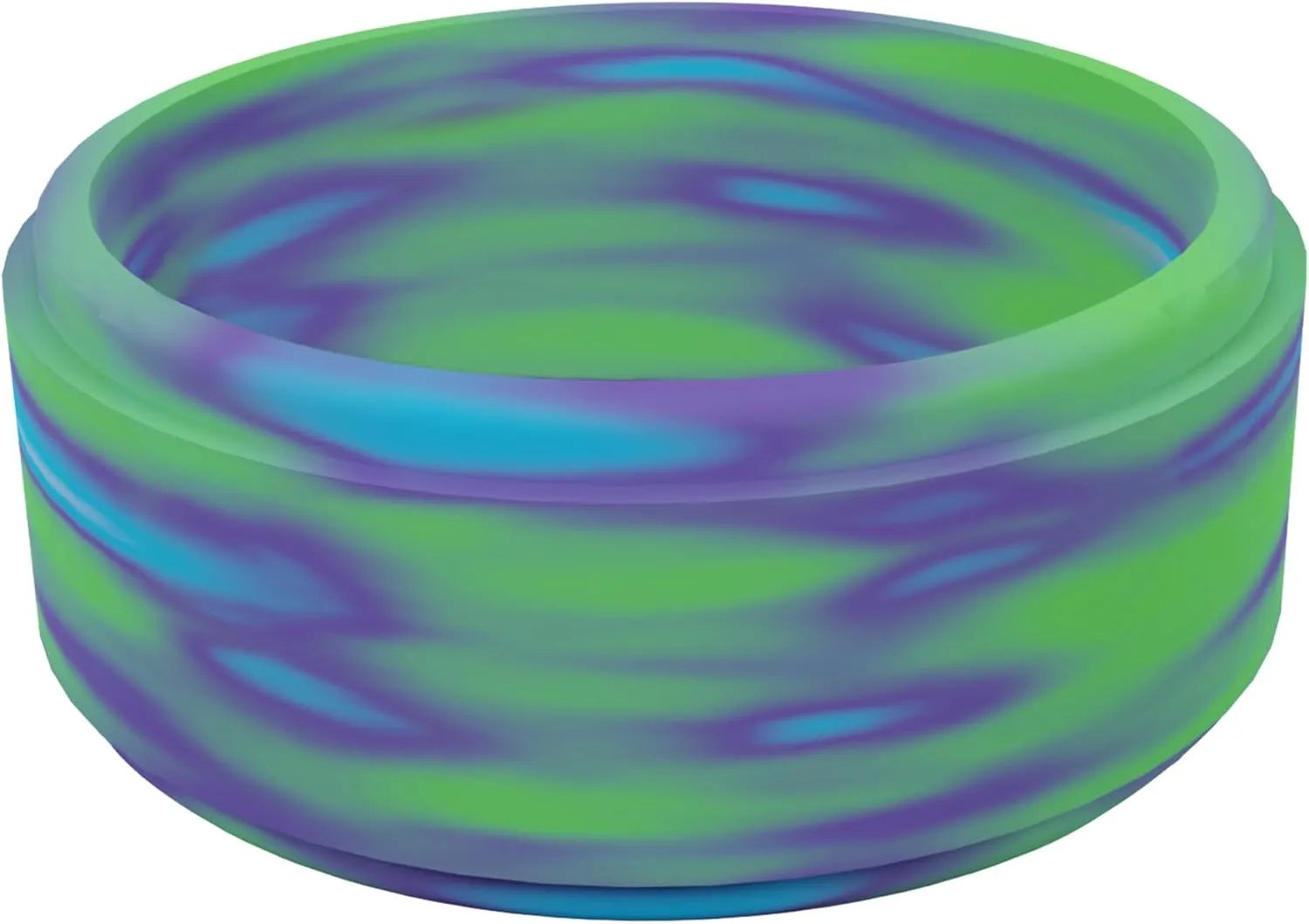 QALO Men's Rubber Silicone Ring, Aurora Polished Step Edge, Silicone Rubber Wedding Band, Breathable, Durable Rubber Wedding Ring for Men, 9mm Wide 2mm Thick, Multi Colors