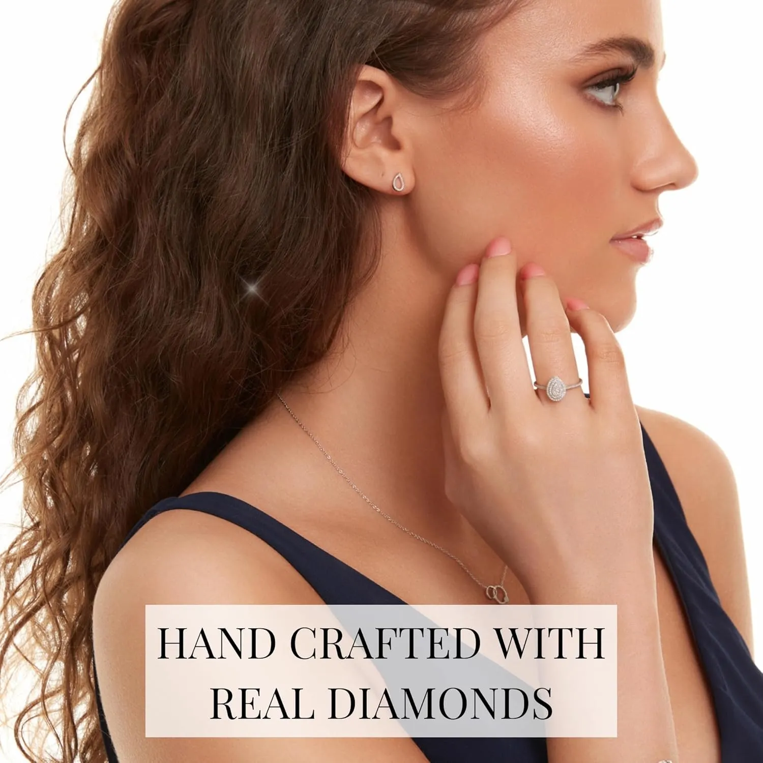 Real Diamond Stud Earrings for Women in Sterling Silver - Unique Diamond Earrings - Fine Diamond Earrings - Jewelry Gifts for Women