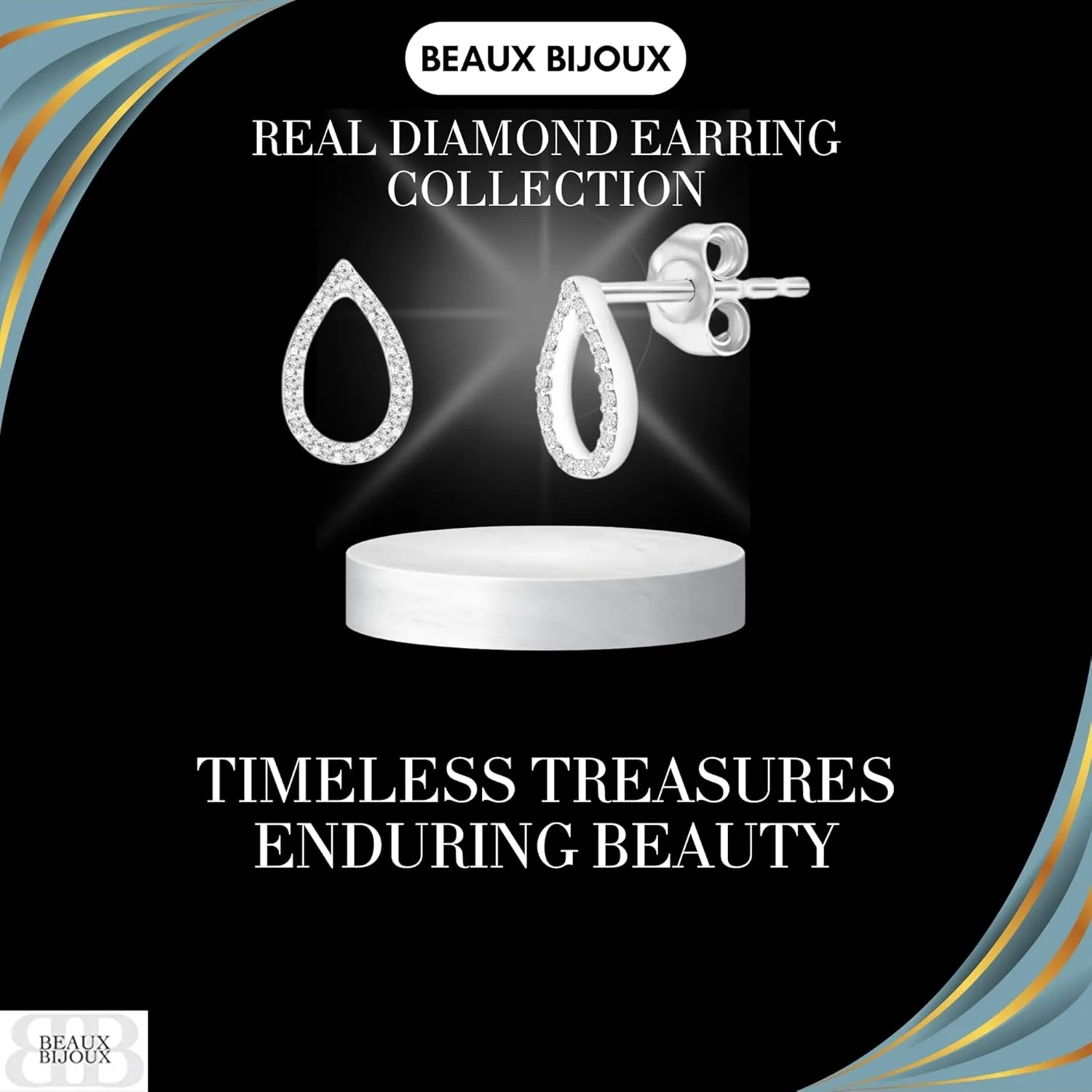 Real Diamond Stud Earrings for Women in Sterling Silver - Unique Diamond Earrings - Fine Diamond Earrings - Jewelry Gifts for Women