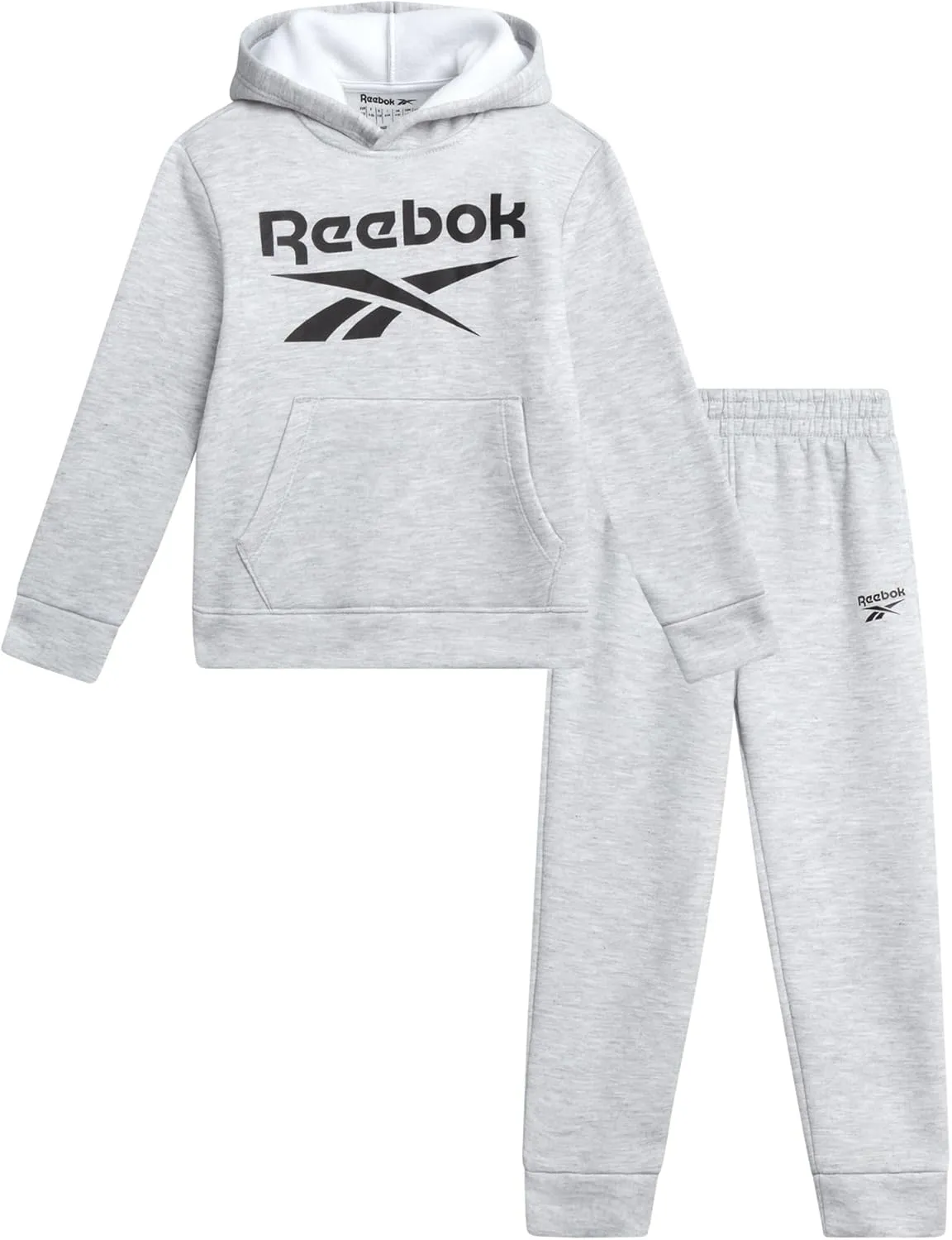 Reebok Toddler Boys' Sweatsuit Set - 2 Piece Active Fleece Hoodie Sweatshirt and Jogger Sweatpants Set for Boys (Sizes: 2T-7)